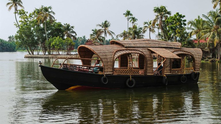 Bamboo cane Shikara in Alleppey Canal