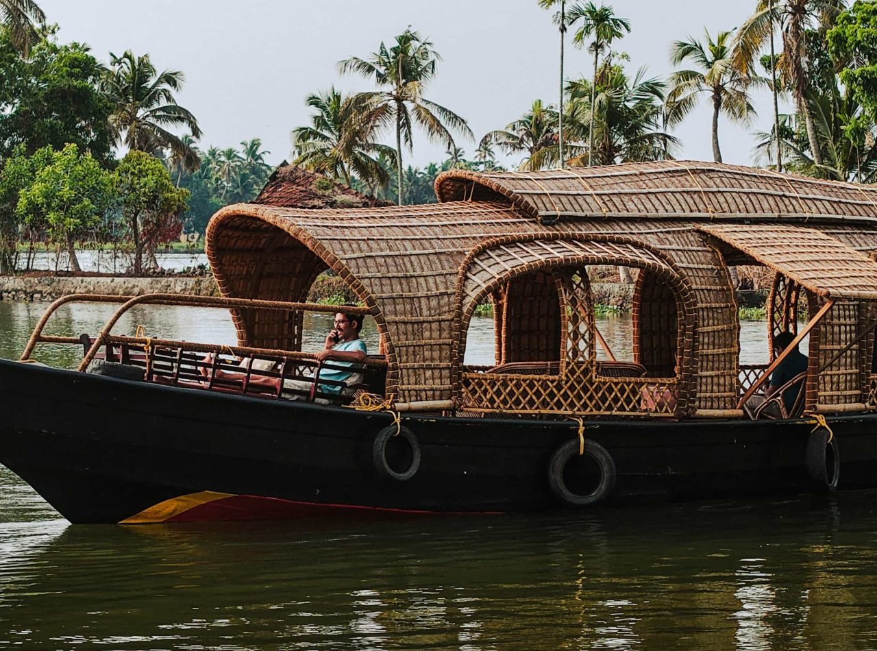 Bamboo cane Shikara in Alleppey Canal